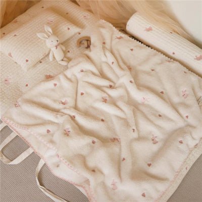 couverture bébé flanoux lapin rose