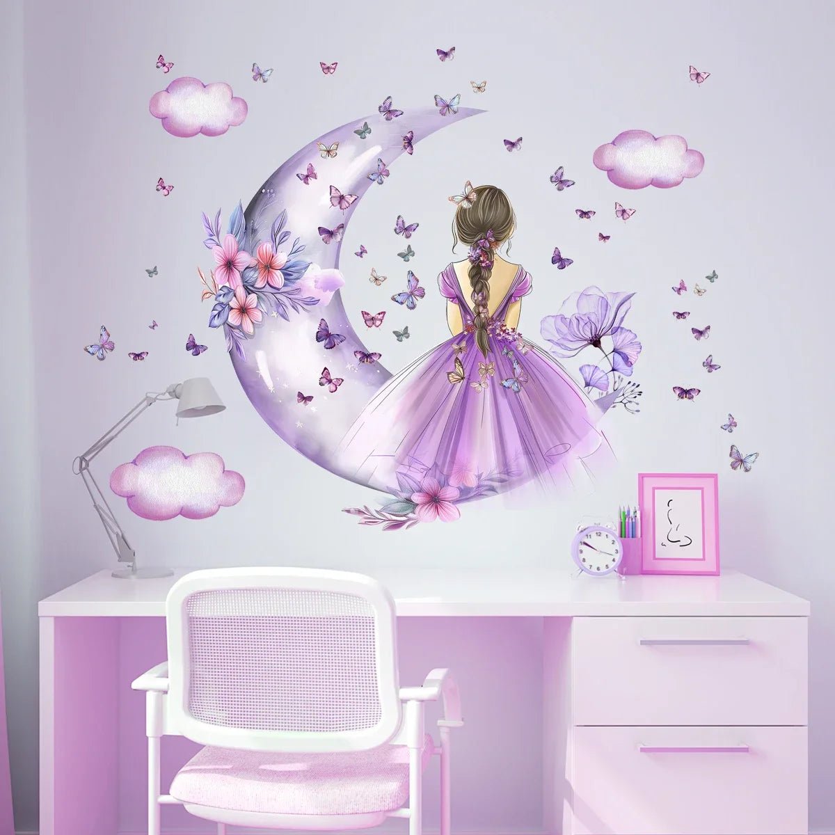 Décoration Murale - PrincesseSticker™ - Lune Mauve - Décors de BéBé