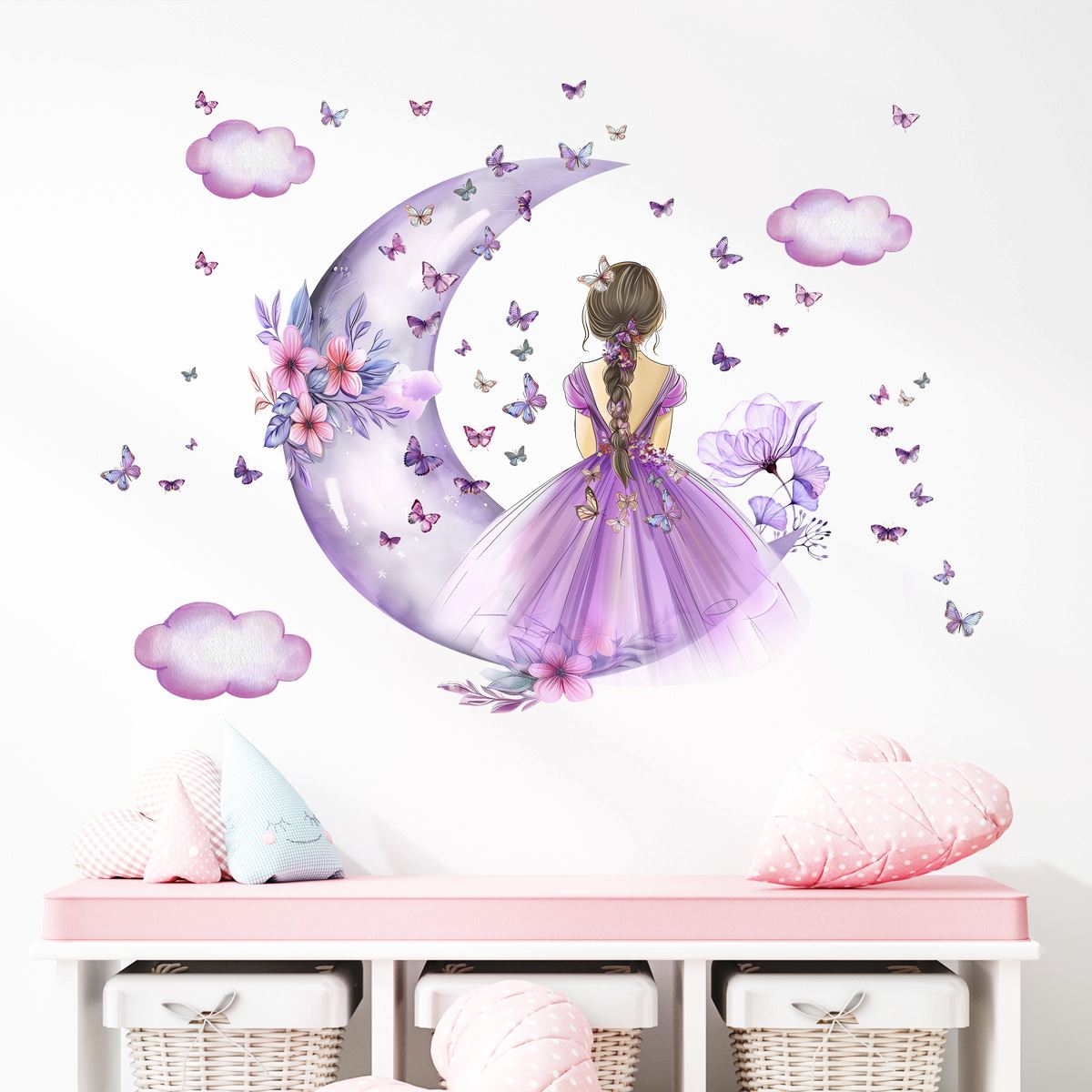 Décoration Murale - PrincesseSticker™ - Lune Mauve - Décors de BéBé