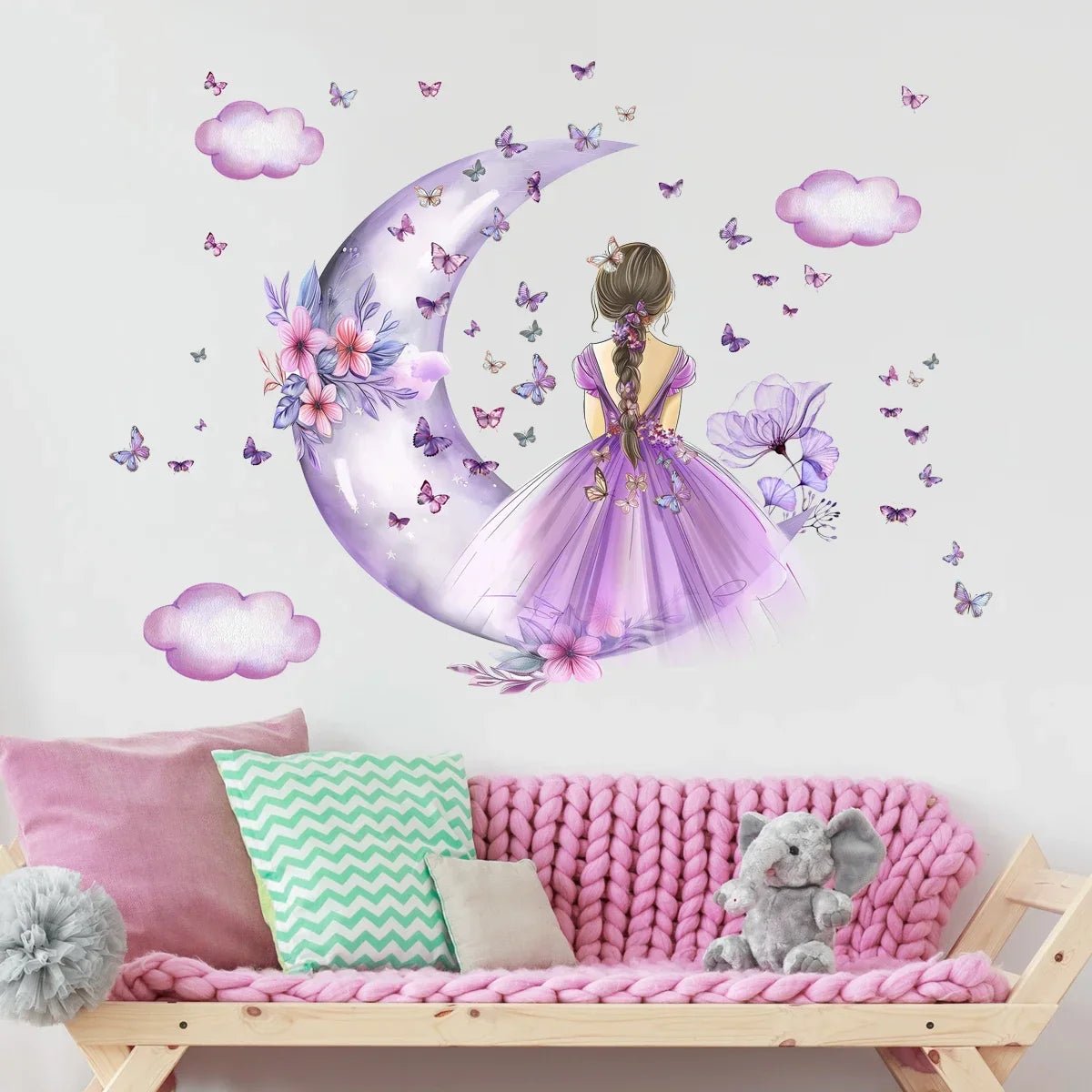 Décoration Murale - PrincesseSticker™ - Lune Mauve - Décors de BéBé