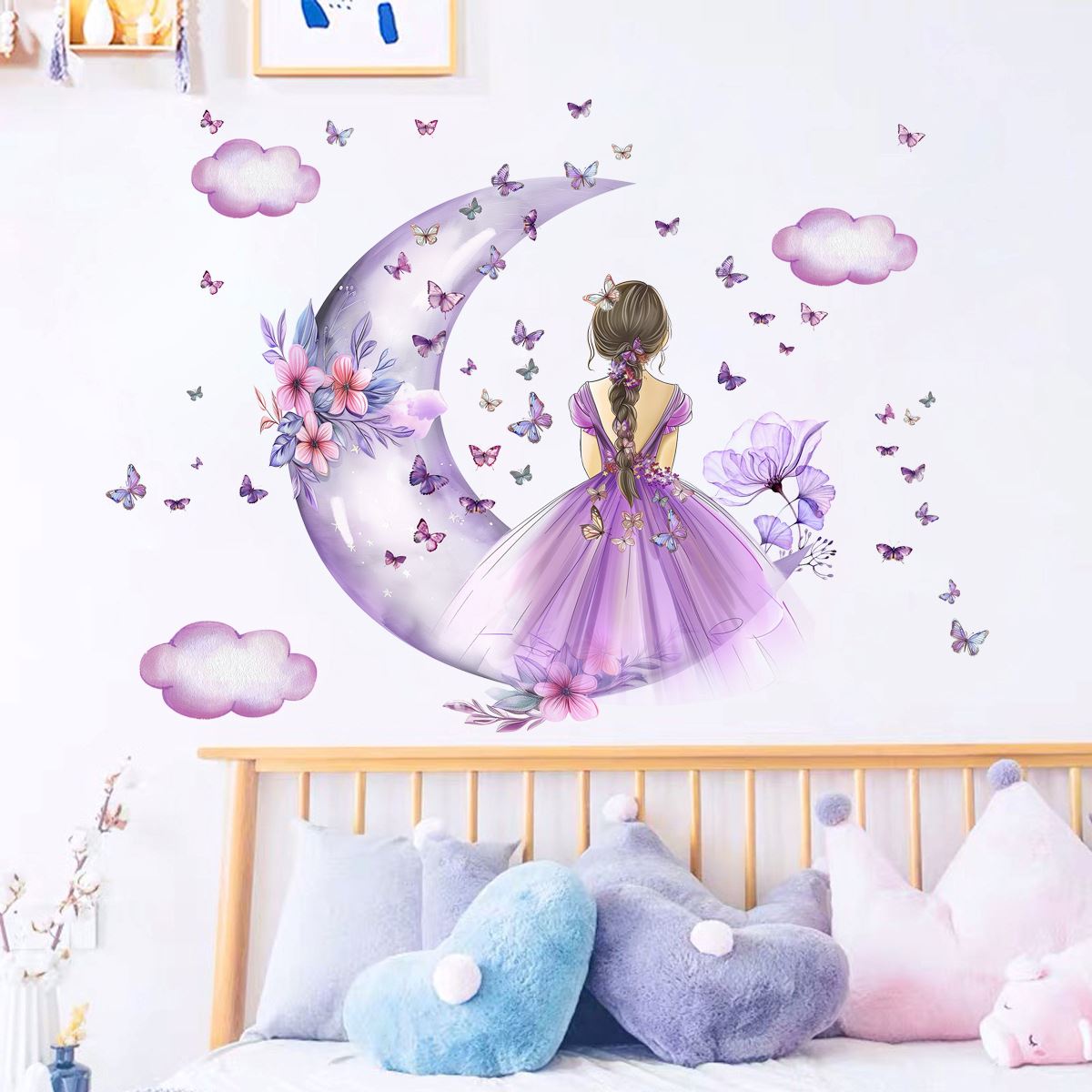 Décoration Murale - PrincesseSticker™ - Lune Mauve - Décors de BéBé