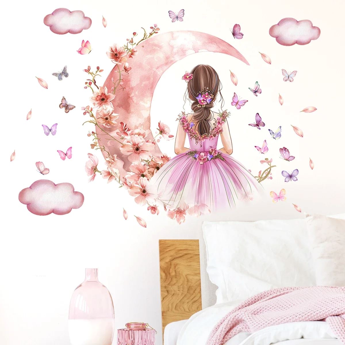 Décoration Murale - PrincesseSticker™ - Lune Rose - Décors de BéBé