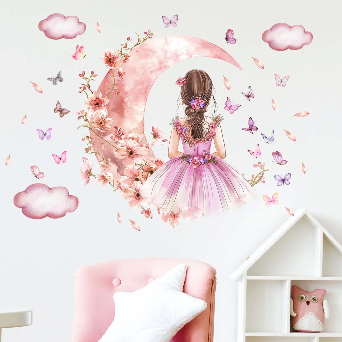 Décoration Murale - PrincesseSticker™ - Lune Rose - Décors de BéBé