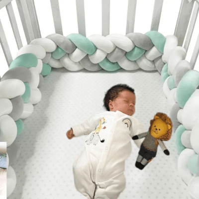 Tresse de lit | Blanc - vert - gris - Décors de BéBé